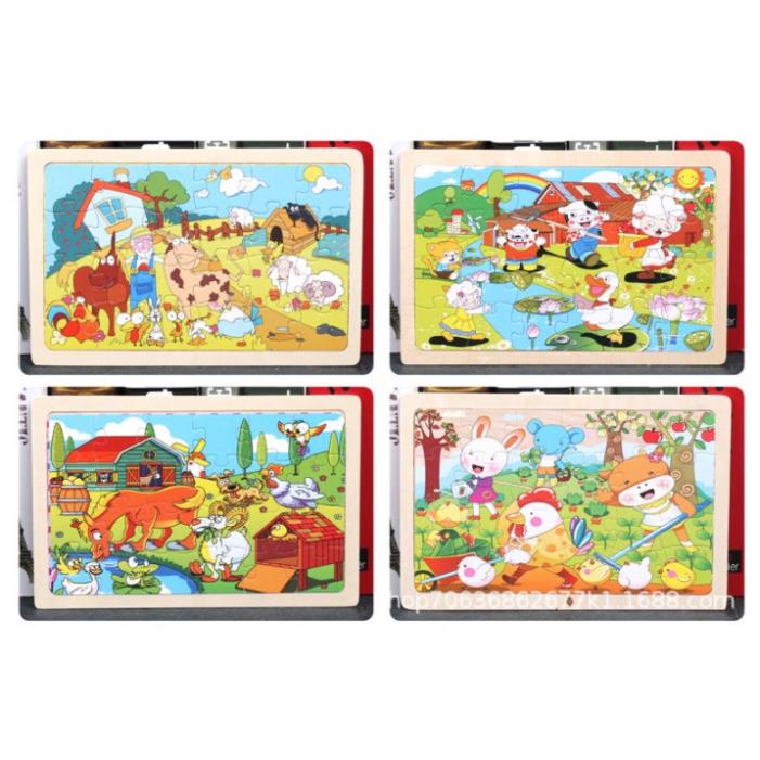 Đồ chơi gỗ BAPKIDS, Ghép tranh 24 chi tiết bằng gỗ nhiều chủ đề 15 x 22.5cm