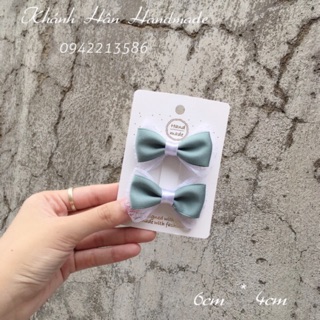 Set 2 kẹp tóc nơ xanh size nhỏ cho bé ( ảnh thật kèm video )
