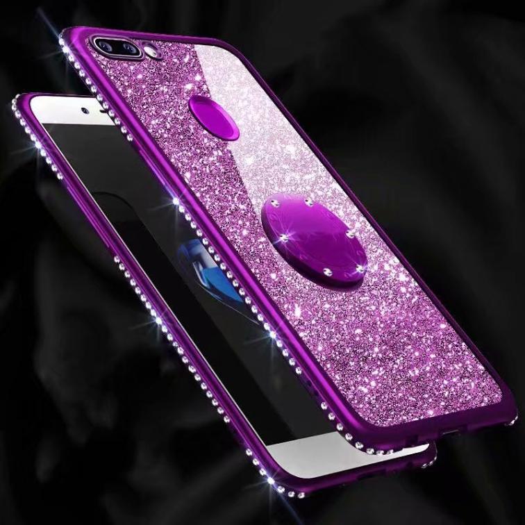 Ốp lưng đính đá lấp lánh có giá đứng vòng nhẫn cho OPPO A3s A5s A7 A5 A83 F9 Pro A7X Case Ring Holder Cover