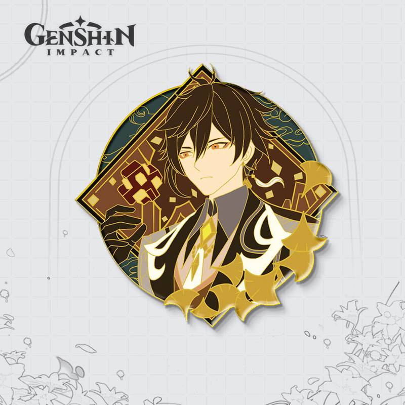 Huy Hiệu Cài Áo Bằng Kim Loại Hình Anime Eula Lumine Zhongli Hutao