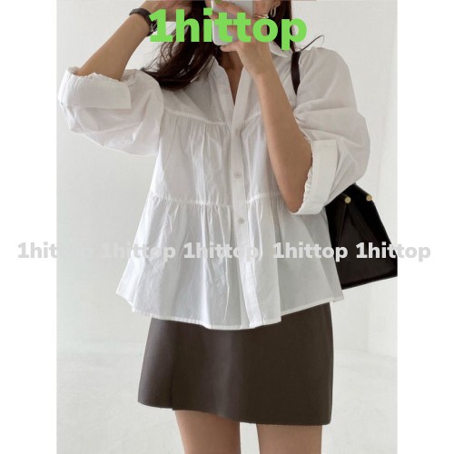 {1hittop} áo babydoll tay lỡ tiêu thư A333, áo sơ mi nữ hót video+ ảnh thật aobabydoll