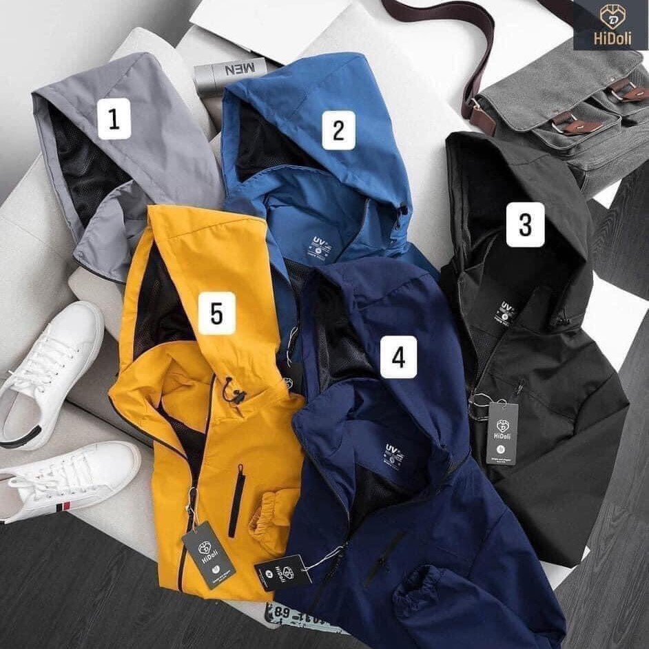 Áo khoác gió nam nữ, áo khoác dù chống nước nhẹ, mã AKG1, mầu đen, ghi, xanh than