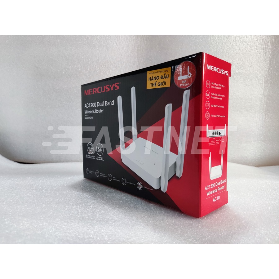 Bộ Phát Router Wi-Fi Mercusys AC10 Băng Tần Kép Chuẩn AC1200