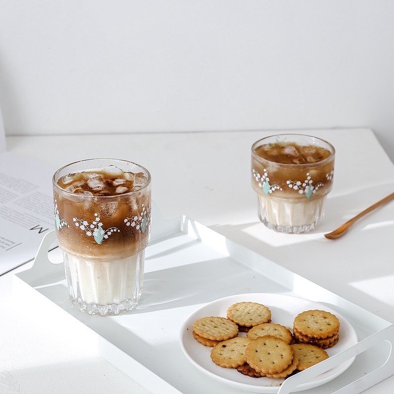 Ly Cốc Thuỷ Tinh Hoạ Tiết Hoa - LY1097-1