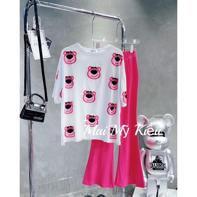 SET QUẦN ỐNG RỘNG BÁO HỒNG TÚI ZIP COTTON