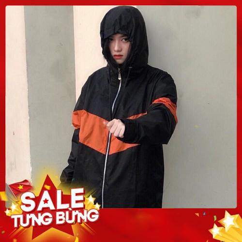 ÁO KHOÁC GIÓ MIX MÀU ĐEN CAM / ĐEN TRẮNG ULZZANG - ÁO KHOÁC DÙ ĐÔI -Hàng nhập khẩu