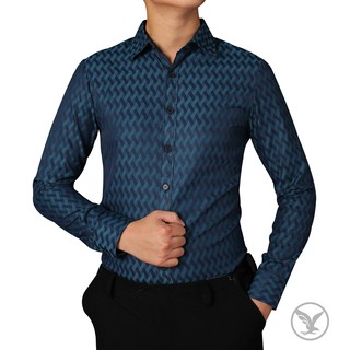 Sơ mi cao cấp sọc chéo xanh đậm