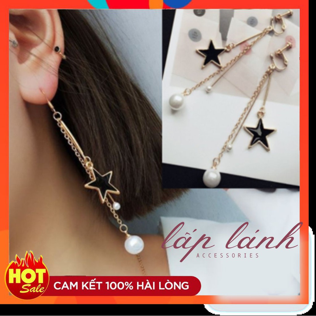 [Có sẵn] BÔNG TAI/ KHUYÊN TAI DÀI ĐÍNH NGỌC HÌNH NGÔI SAO PHONG CÁCH HÀN QUỐC 214BT025