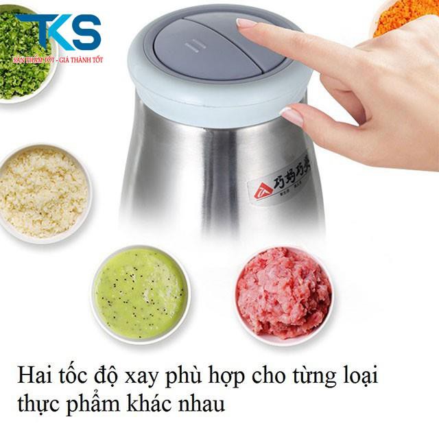 Máy xay thịt cối Inox 4 lưỡi đa năng 2L, công suất 250w xay thịt, xay tỏi ới, xay rau củ quả Chính Hãng