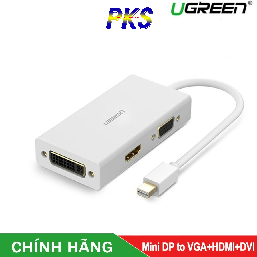 Cáp chuyển đổi 3 trong 1 Mini displayport to HDMI / VGA / DVI hỗ trợ 4k*2k Ugreen 20417