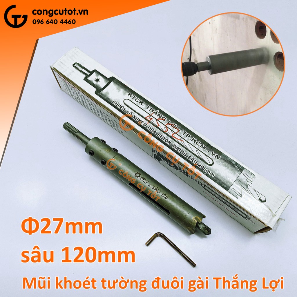 Mũi khoét tường đuôi gài Thắng Lợi sâu 120mm