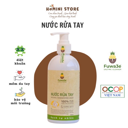 Nước rửa tay thiên nhiên sạch khuẩn Fuwa3e Organic Enzyme sinh học an toàn cho bé, mềm mại da tay hương quýt