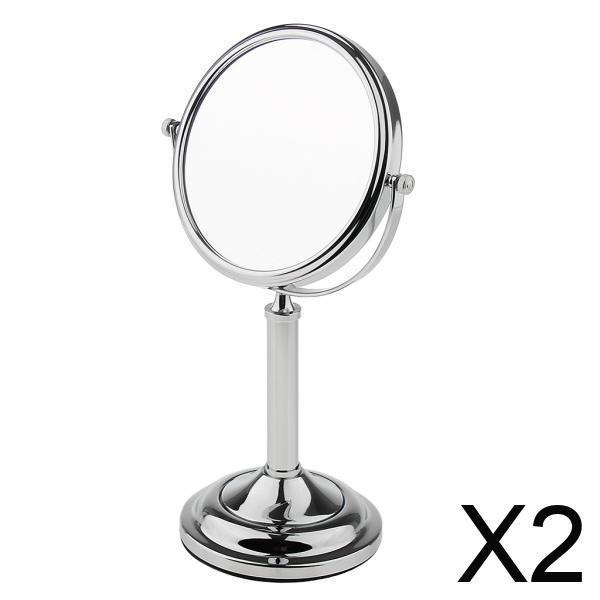 [CHIWANJI] 2xFree Standing Vanity Dual Side Bathroom Make Up Mirror 3x Magnification