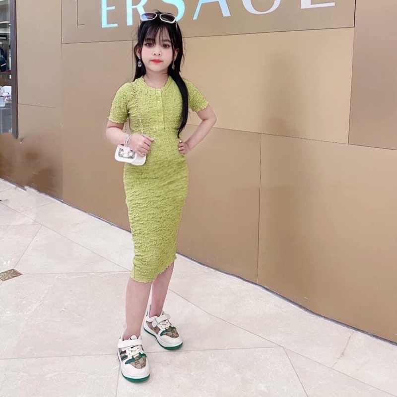 [VÁY BÉ GÁI] Váy body cổ trụ đũi nhăn cao cấp cho bé gái(8-28kg)