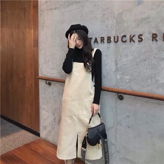 ORDER Váy yếm thô vintage dáng dài
