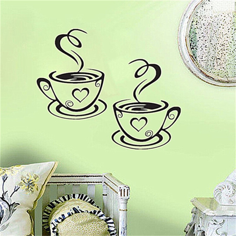 Miếng Dán Tường Trang Trí Hình Tách Cà Phê / Trà Nghệ Thuật Cho Nhà Bếp / Nhà Hàng