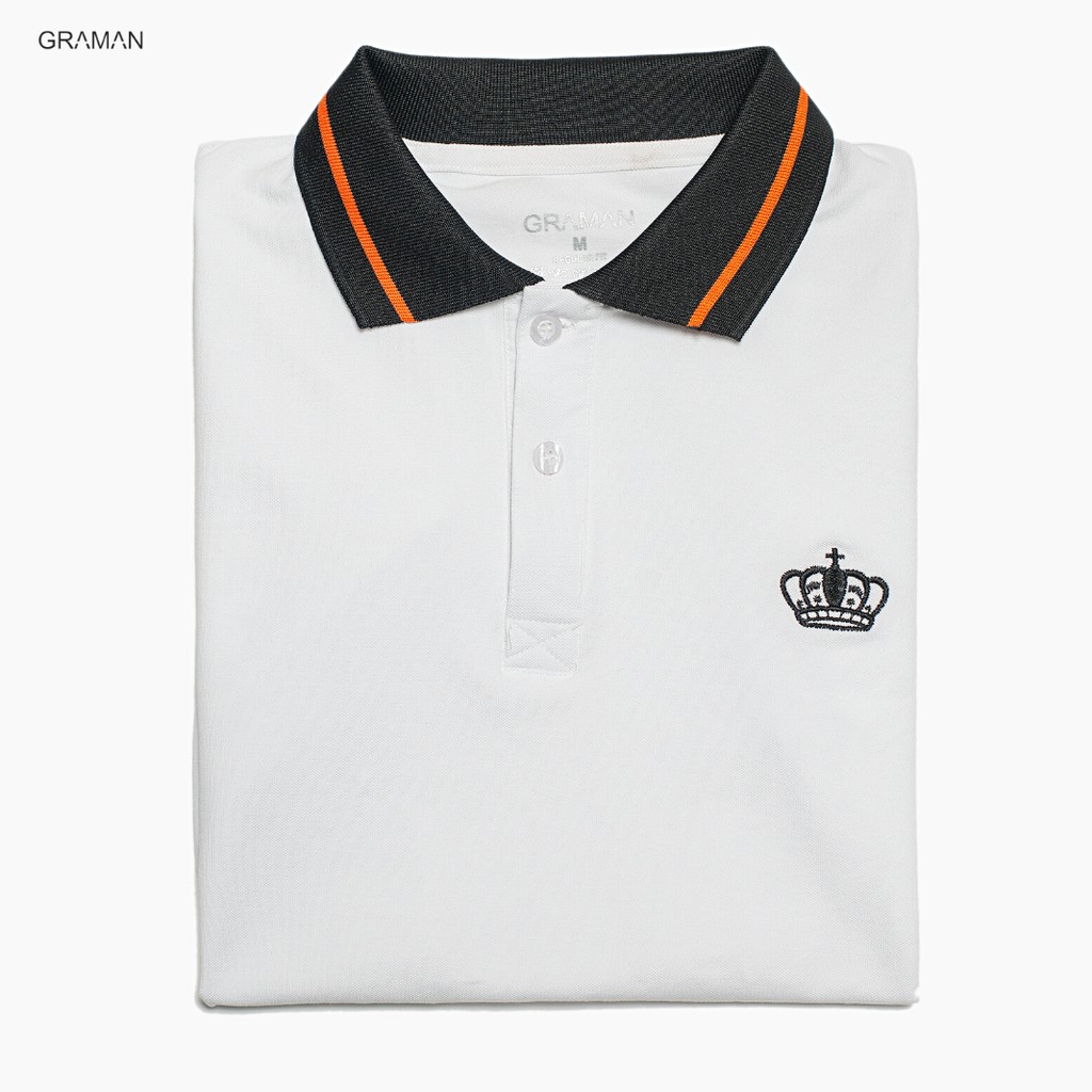 Áo polo nam thêu vương miện phối cổ kẻ dọc, chất vải Cotton co giãn ,thoáng mát GRAMAN - AP03