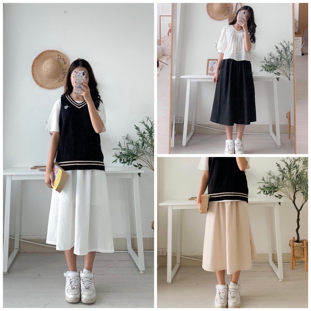 Chân váy đũi Hàn Quốc ❤ Chân váy ulzzang, chân váy chữ A siêu xinh - NhimShop CV04