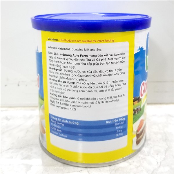 Hộp to 1KG sữa đặc có đường ABLE Farm Malaysia