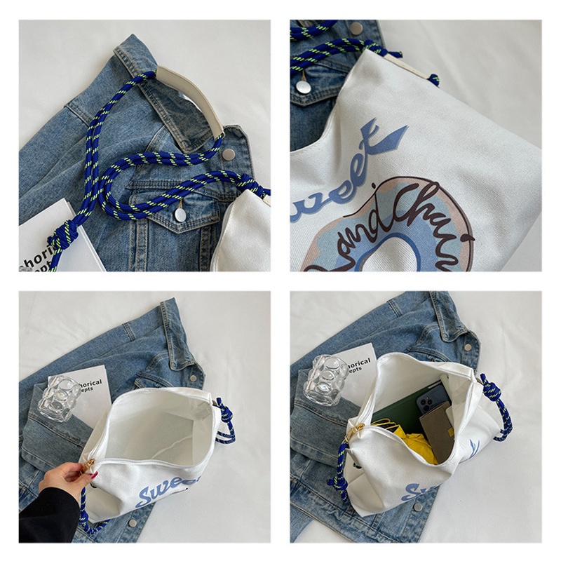 Hàng Trăm Và Một Túi tote Đeo Vai Bằng Vải canvas Kích Thước Lớn Thêu Trang Trí Mới 2022 NB00196