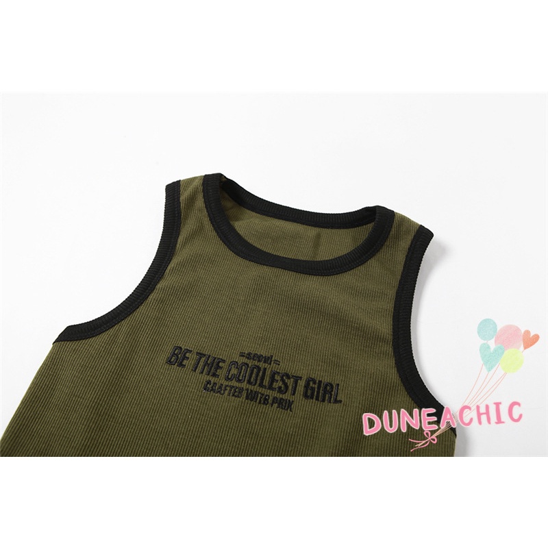 DUNEA Áo Lửng Không Tay Thêu Chữ Gợi Cảm Cho Nữ