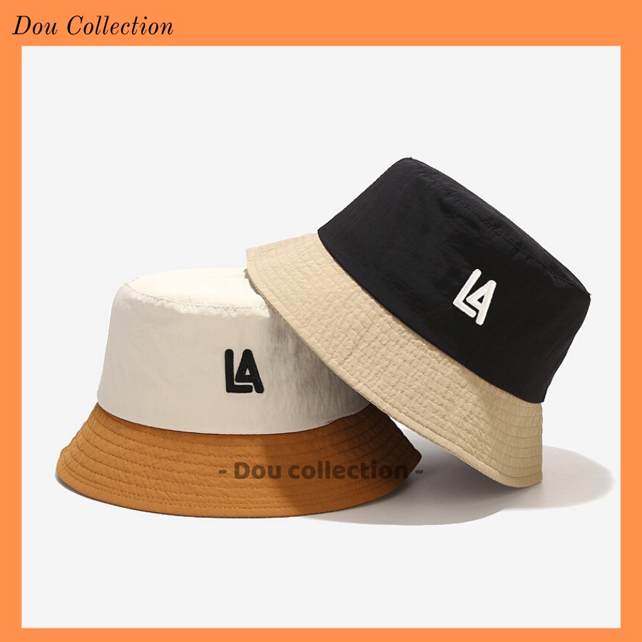 [Nowship2h] Mũ bucket Unisex vành ngắn họa tiết LA phối 2 màu phong cách Hàn Quốc - Chất liệu cotton - Mã NV041