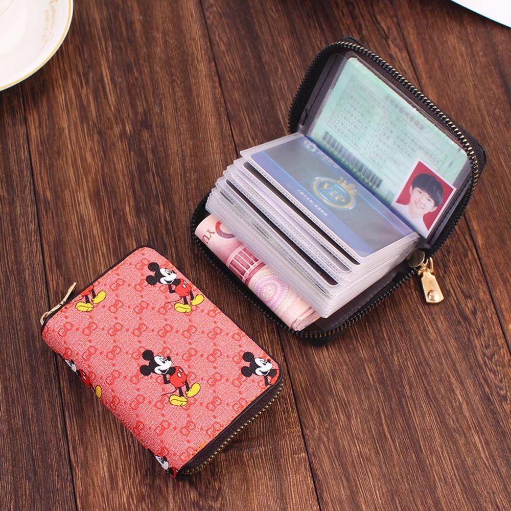 EXPEN Ví Ngắn Đựng Thẻ / Tiền Xu In Hình Chuột Mickey Phong Cách Vintage Cho Nữ Giá Đỡ