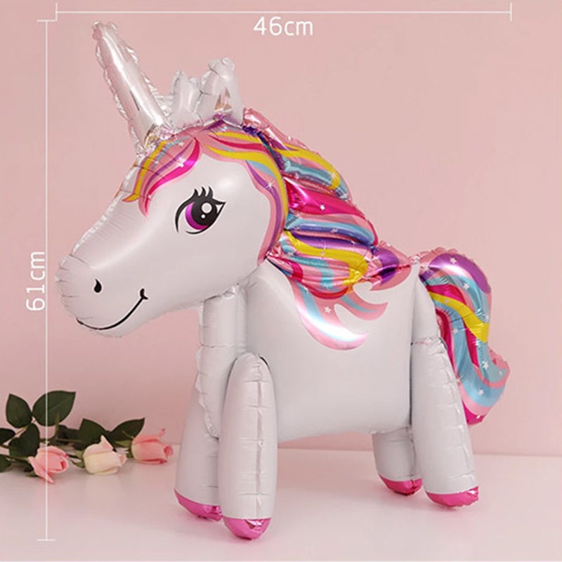 Set 5 Bong Bóng Hình Kỳ Lân Màu Cầu Vồng Trang Trí Tiệc Sinh Nhật Cho Bé