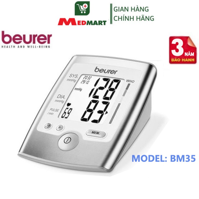 Máy Đo Huyết Áp Bắp Tay Tự Động Beurer BM35 [Nhập Khẩu Đức], Bảo Hành 3 Năm Chính Hãng – Medmart