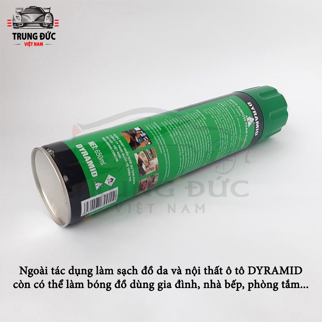 Chai Xịt Bọt Đa Năng TRUNGDUCVN DYRAMID vệ sinh ghế da nội thất Ô Tô Foam Cleaner Màu Xanh