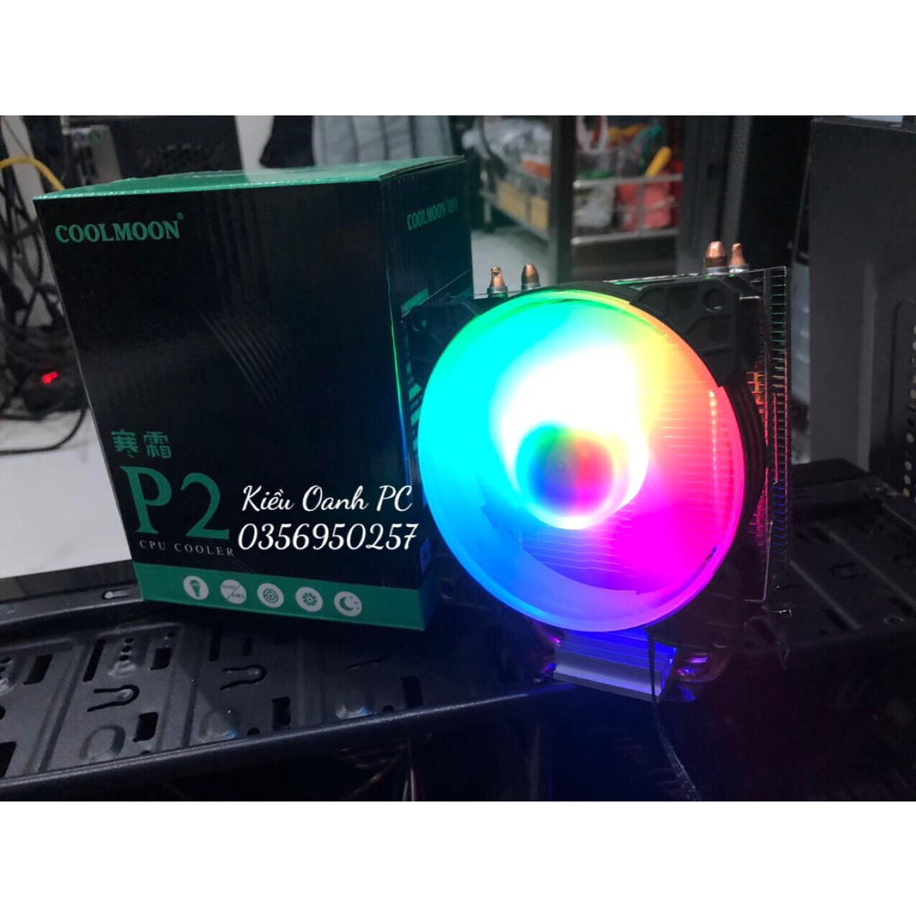 Tản Nhiệt Khí,Quạt tản nhiệt, Fan CPU Coolmoon Frost P2 Streamer Edition - Led Nhiều Màu - Dùng cho SK 1700
