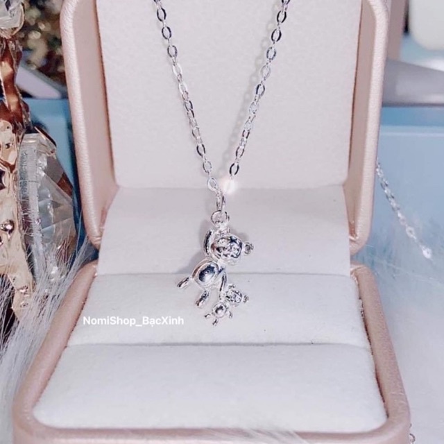 Dây bạc mặt hình gấu đôi mới, siêu Hot siêu độc lạ, Bạc đẹp siêu cấp Mainomi Shop Bạc Xinh