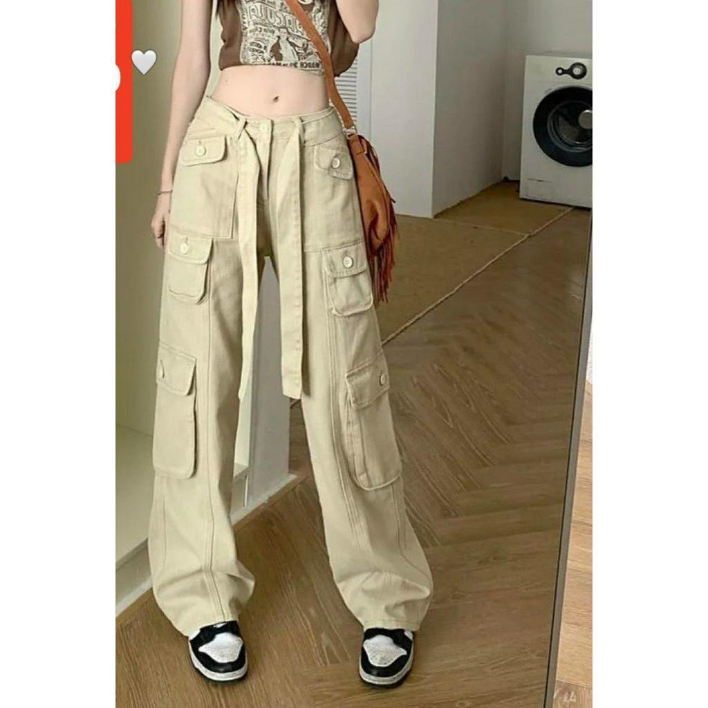 Siêu phẩm quần kaki unisex ống rộng phối túi hộp cá tính
