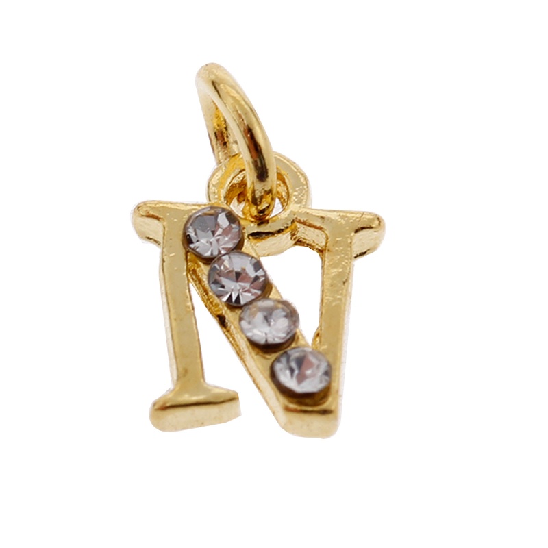 Khuyên Xỏ Trang Trí Móng Tay Bằng Hợp Kim Hình Chữ Cái Alphabet Đính Đá