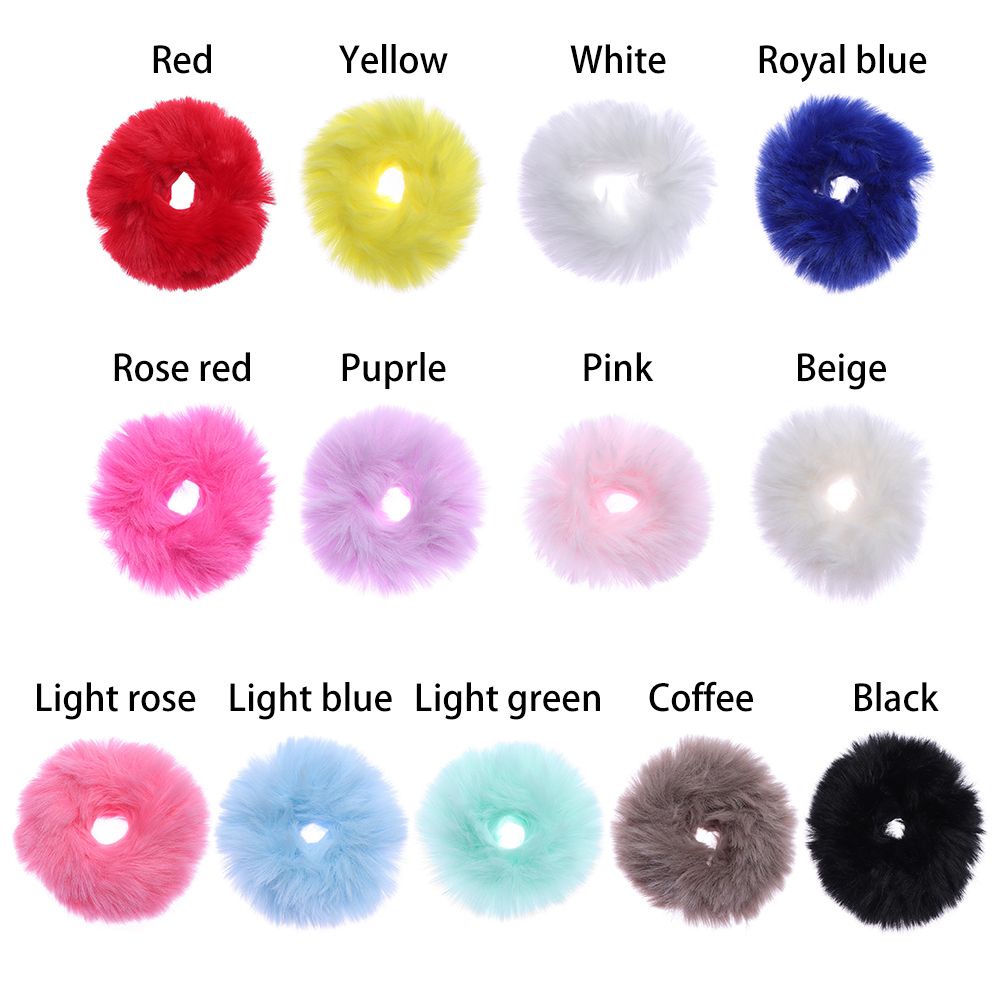 Set 2 dây buộc tóc lông thỏ nhân tạo co giãn thời trang mùa đông cho nữ