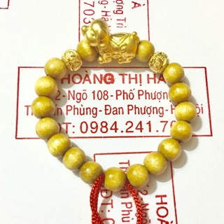 Vòng dâu tằm gốc mix con giáp + bi xi vàng