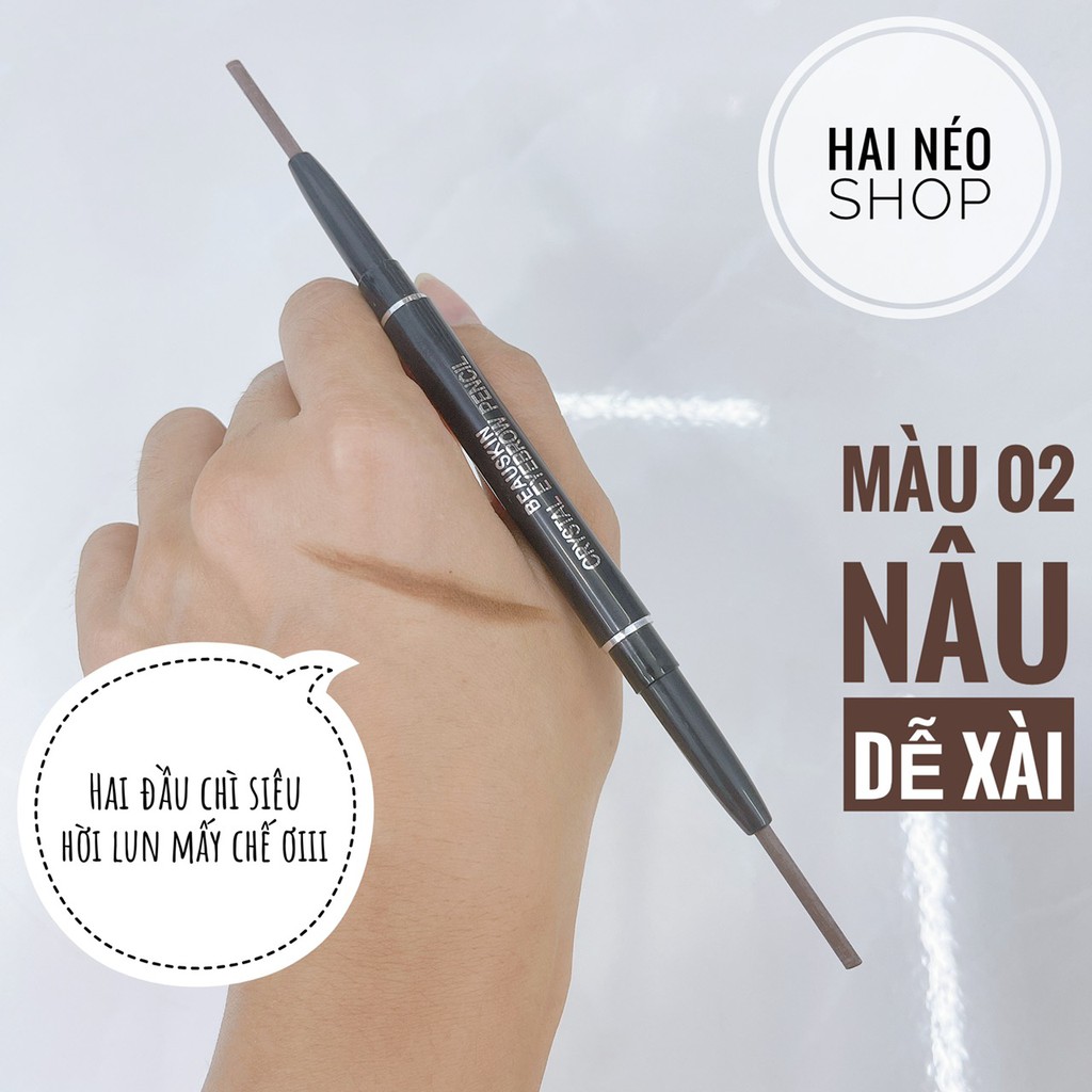 [ĐỌC KỸ MÔ TẢ] Chì kẻ mày 2 đầu chì Eyebrow Crystal Eyebrow Pencil - màu 02 Brown Nâu (Hàn Quốc)