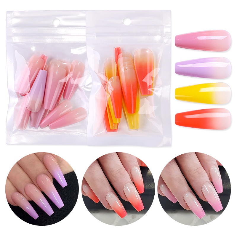 Set 20 móng tay giả UR SUGAR màu gradient sang trọng dễ thương