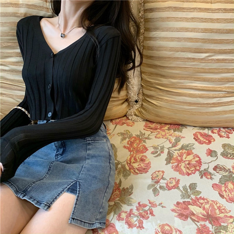 Áo Khoác cardigan Vải Dệt Kim Mỏng Dáng Ngắn 2022 JL-TX-198