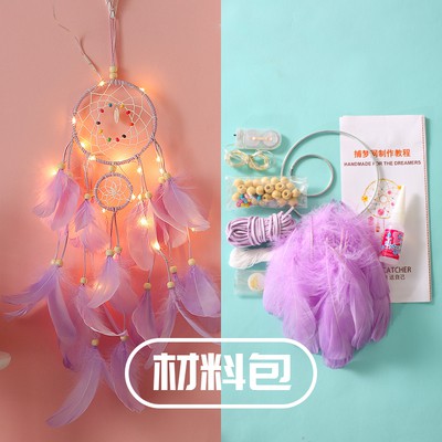 [ORDER-Sẵn set 8]Set nguyên liệu handmade tự làm Dreamcatcher kèm đèn