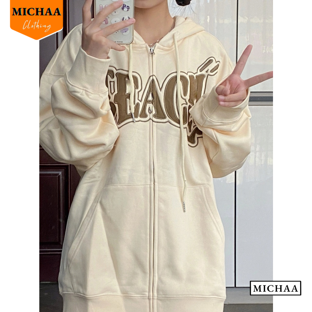 Áo Khoác Hoodie Nỉ TEACH PEACE Nam Nữ Ulzzang Unisex, Áo Khoác Form Rộng Thời Trang - MICHAA AKN96