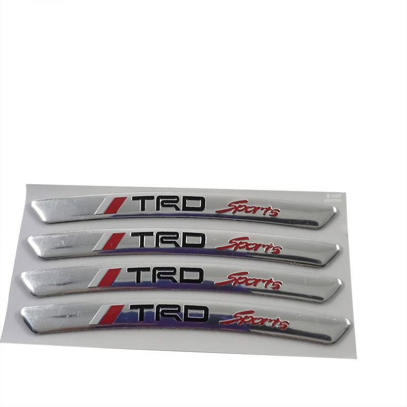 Set 4 miếng dán trang trí bánh xe ô tô hình logo thể thao TOYOTA TRD