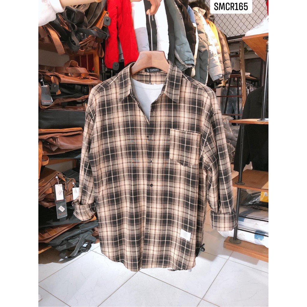Bờm Store - Áo Sơ Mi Caro Nam Đen sọc kem 165 | BigBuy360 - bigbuy360.vn