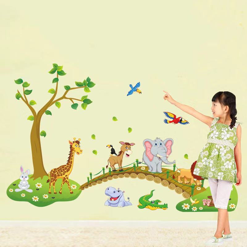 Decal dán tường Thú qua cầu