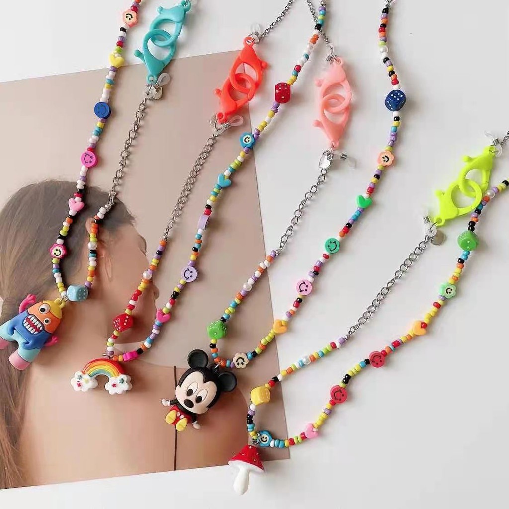 Mặt Nạ Họa Tiết Hoạt Hình Màu Kẹo Dễ Thương Bằng acrylic Có Hạt RYT YR