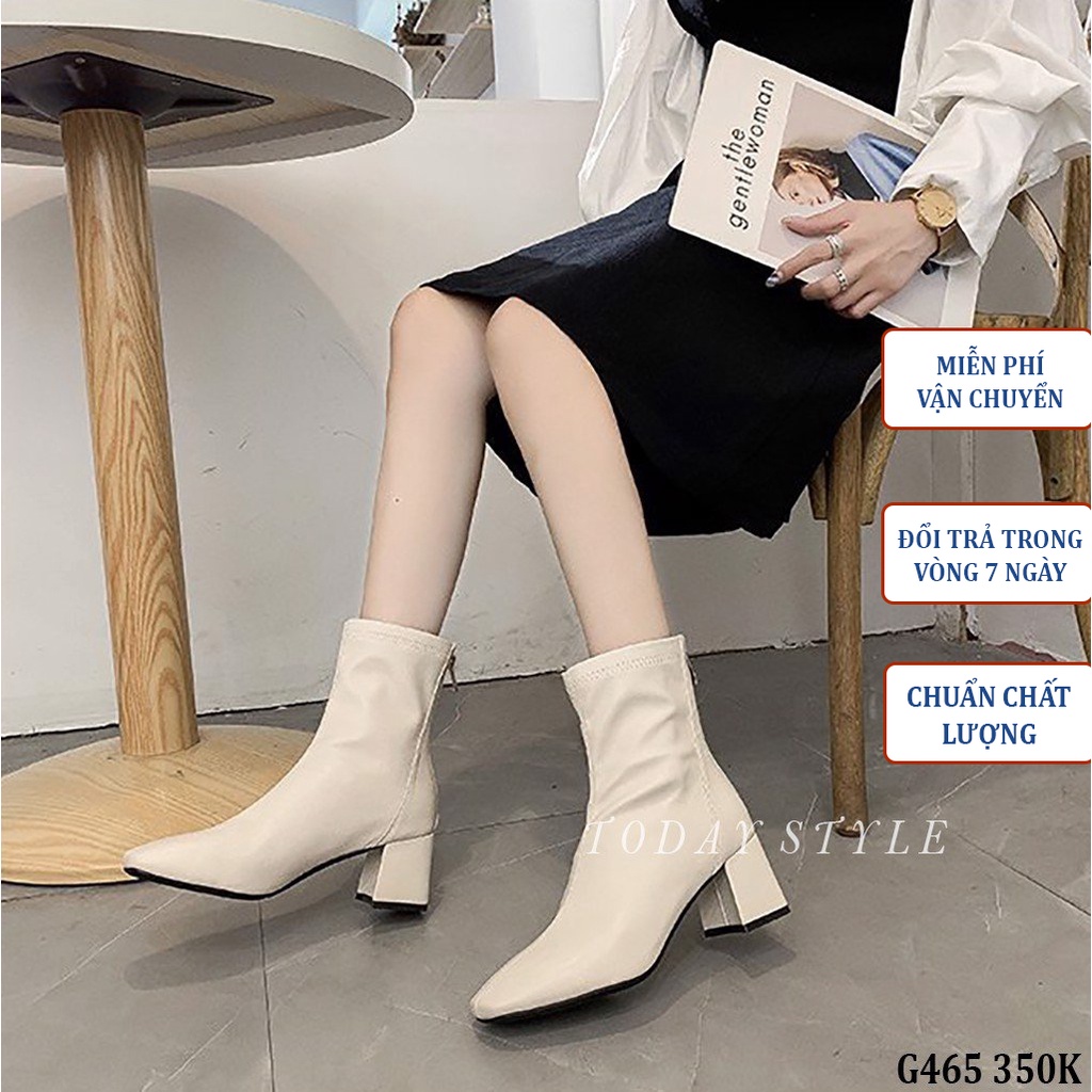 Giày boot nữ cổ thấp 5p Today Style chất da mềm G465