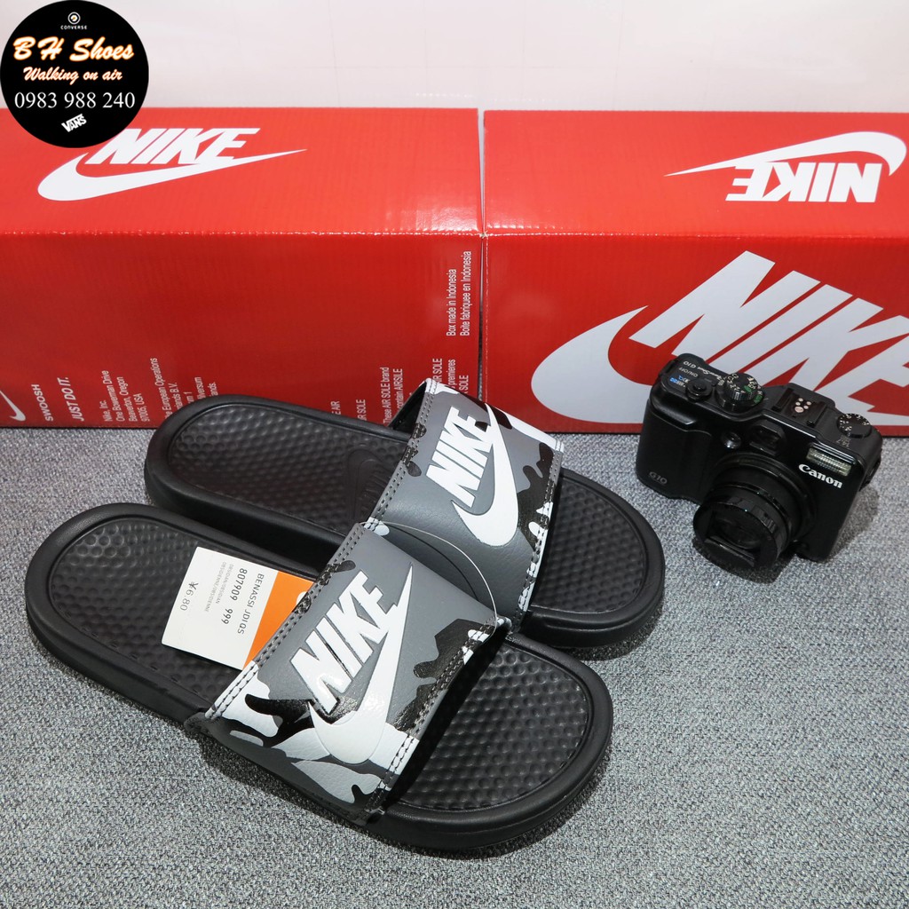 [Hộp Nike] Dép Nike camo Nk quai ngang nam nữ đầy đủ tem, mác, lót dày, tem size in nhiệt trong lót, tặng hộp hãng.