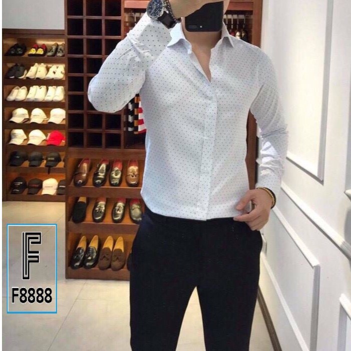 Áo sơ mi nam chấm bi korea dài tay cổ bẻ mặc siêu mềm mại và thoải mái, giá cả siêu tốt | BigBuy360 - bigbuy360.vn