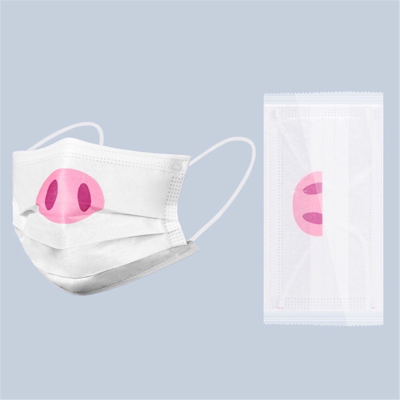 Khẩu trang in hình Mũi Heo,thỏ,mèo dễ thương túi riêng