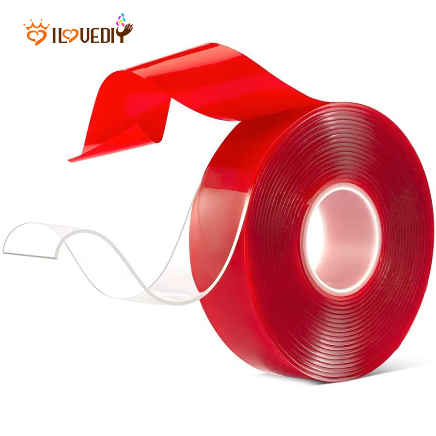 Băng Keo Hai Mặt Trong Suốt Siêu Dính Bằng Acrylic Trang Trí Tường Văn Phòng DIY